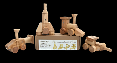 Magnetic Wooden Blocks I Vehicle Transformer (Standard Set - plain wood version)